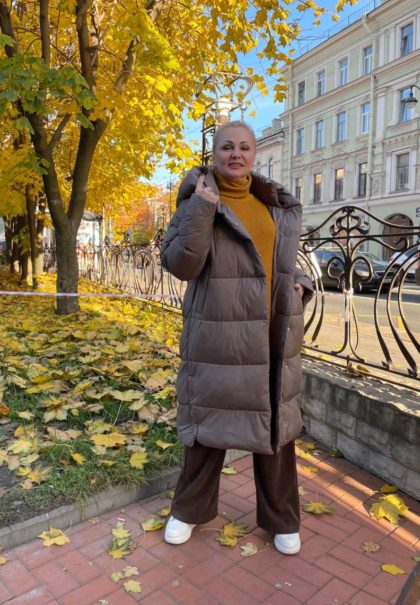 Пальто‑пуховик женское утеплённое (размер 48–56, цвет — графитовый)